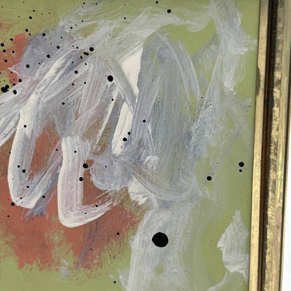 Framed Original Abstract Art Painting "Mini 77" Acrylic on Glass 3.5x5 TI5