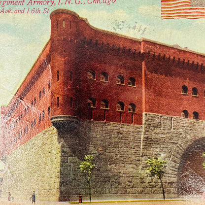 1910 PRE WWI Post Card Illinois Chicago IL First Regiment Armory PA8