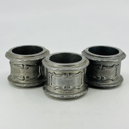 Vintage Cast Pewter Napkin Ring Set of 3 TD6