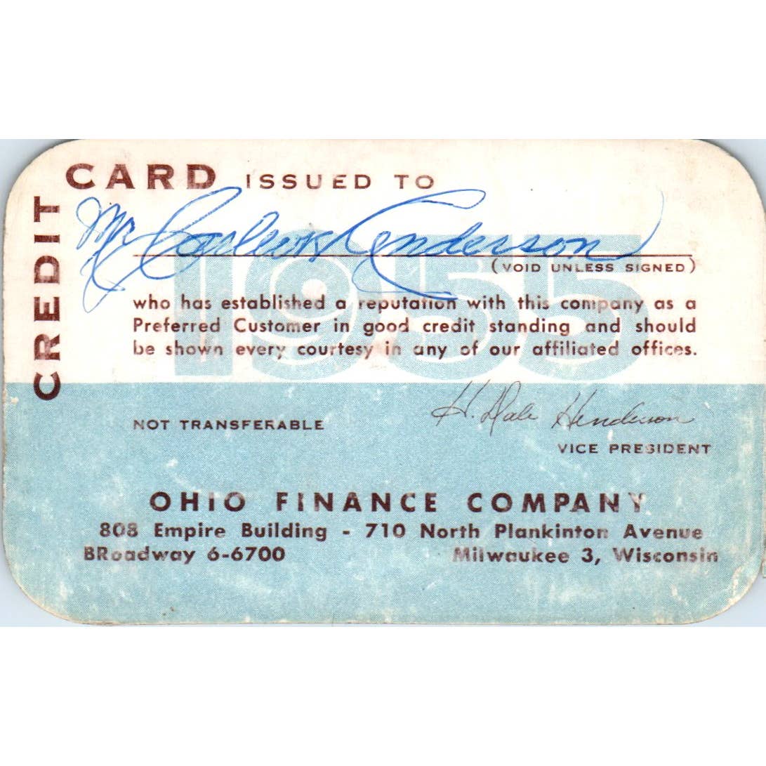 1960s Ohio Finance Company Credit Card Milwaukee Obsolete SE5