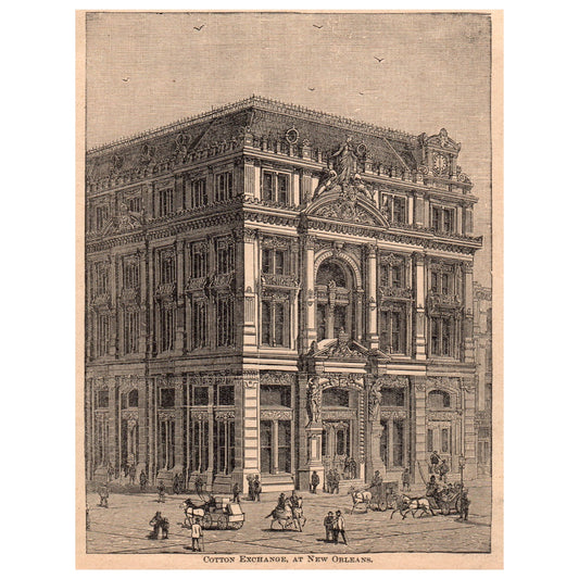 Cotton Exchange at New Orleans 5x8" Original Engraving 1899 AK5-18