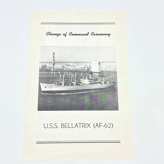 1964 Navy USS Bellatrix AF-62 Change of Command Ceremony Program Jack Evans AB7