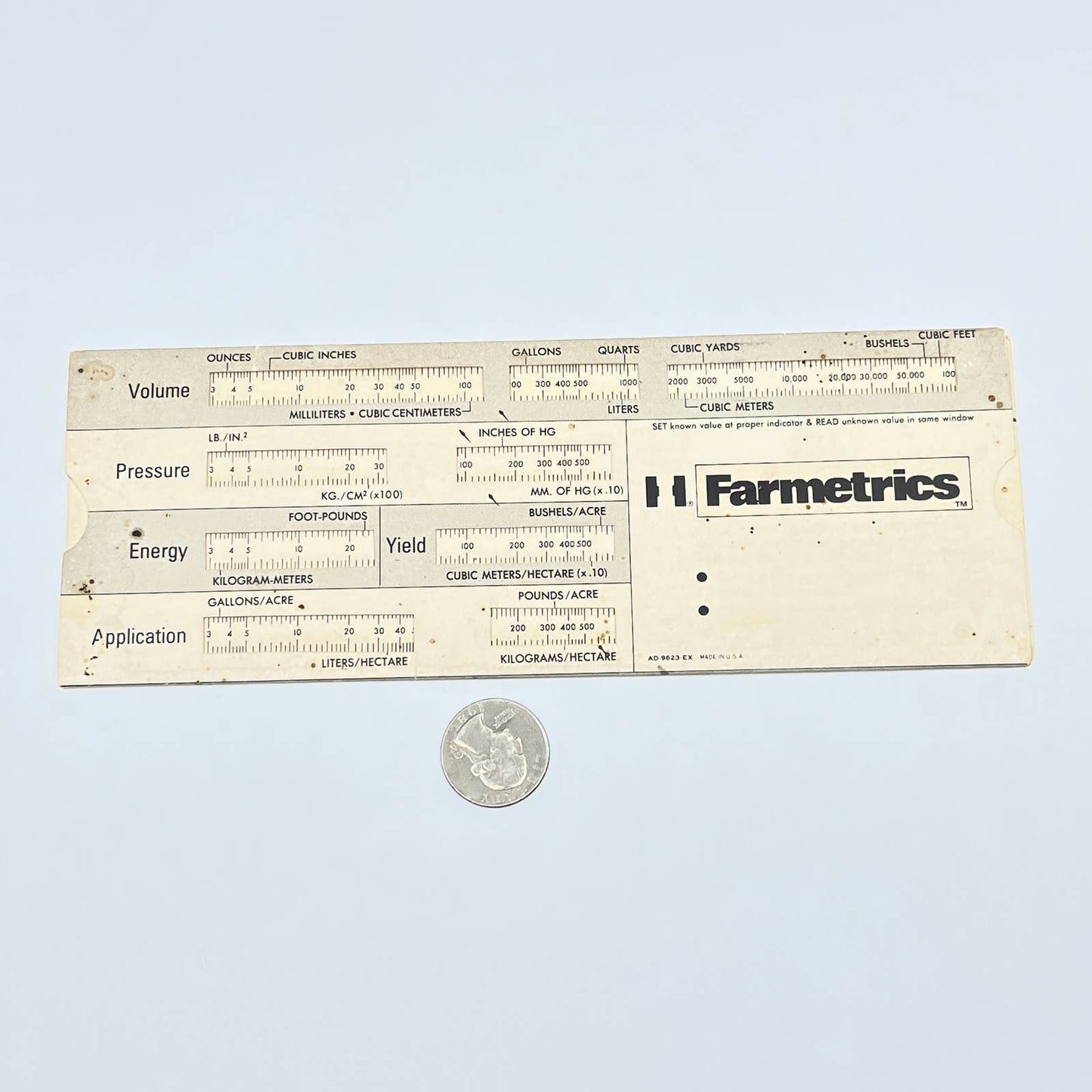 1976 Paper Slide Rule "Farmetrics" International Harvester Nelson Taxel AC1