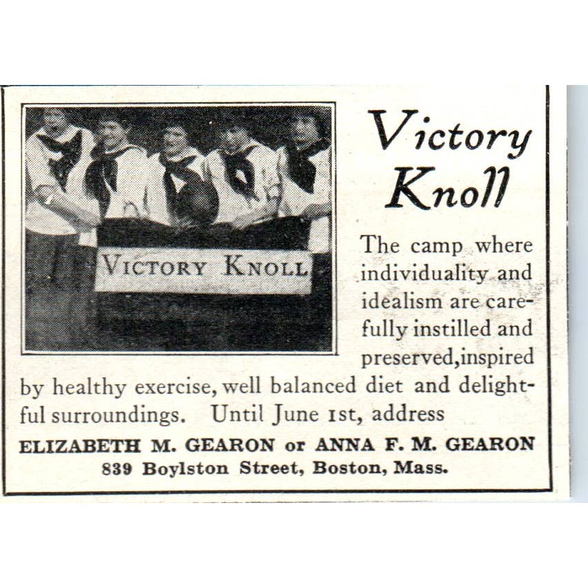 Victory Knoll Camp Elizabeth M. Gearon Boston MA - 1921 Original Ad TJ7-S8