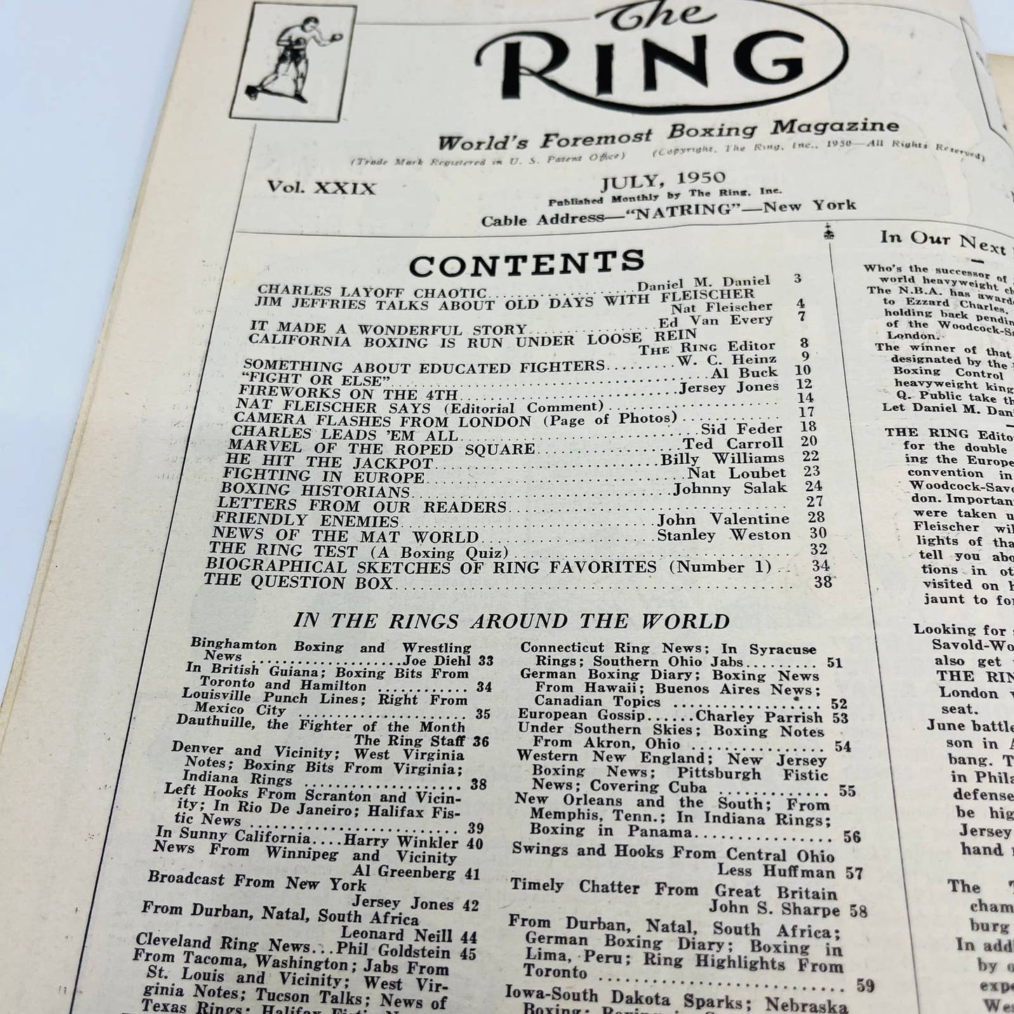 1950 July - The Ring Boxing Magazine – Bruce Woodcock Cover TA5