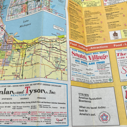 1970s Standard Oil Travel Map of Illinois & Chicago Area H4-6
