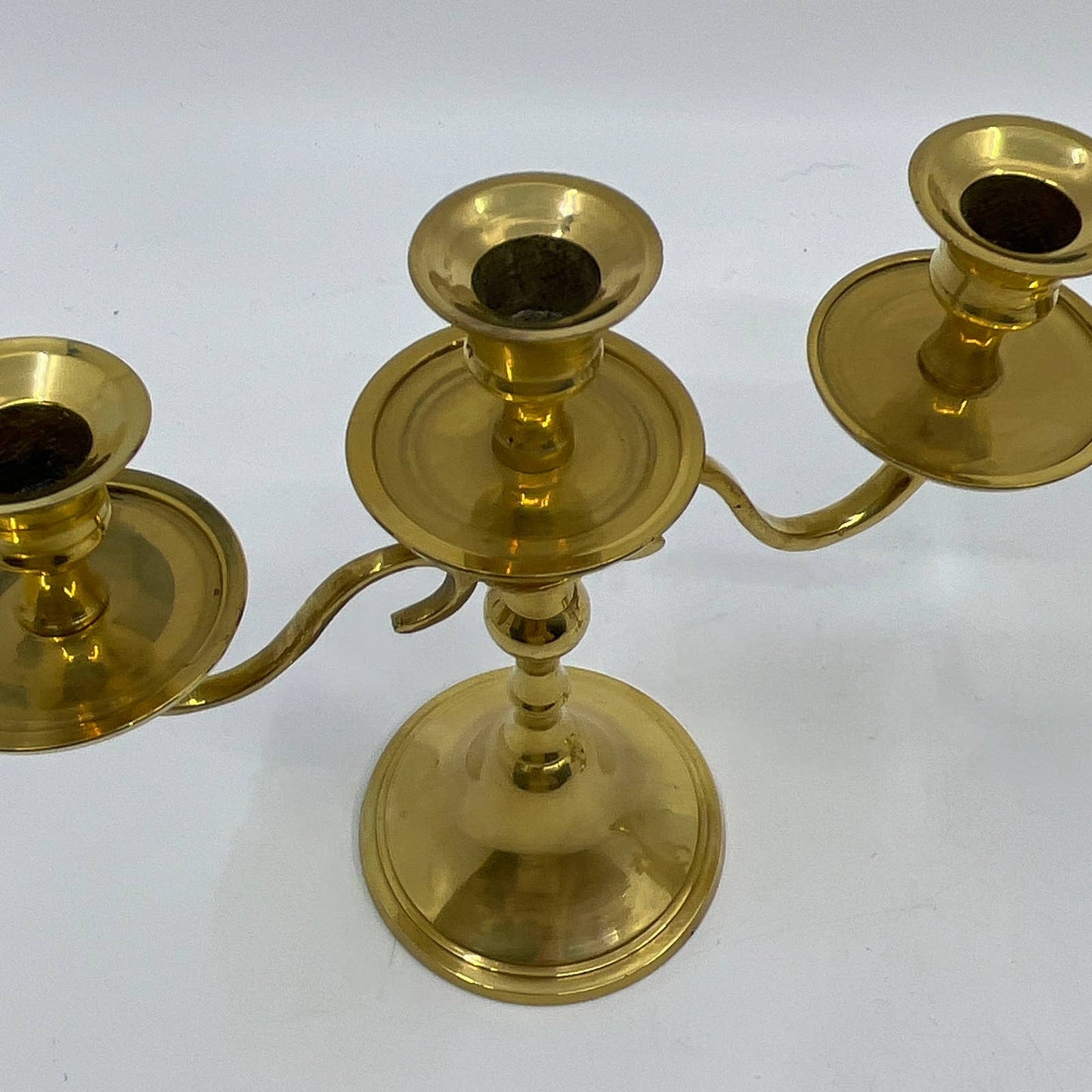 Vintage Liards Solid Brass Candelabra Pair 3 Arm Candlestick Holders 5.5 x 6 TI3