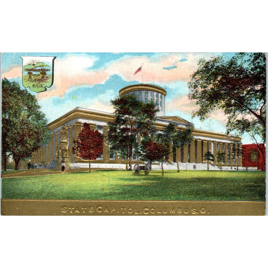 Antique Postcard Embossed Gold State Capitol Building Columbus OH TD8-O2