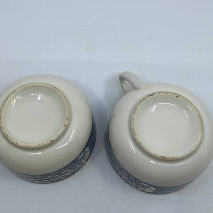 Currier and Ives Royal China Tea Cup Set of 2 Blue Horse Buggy TI3