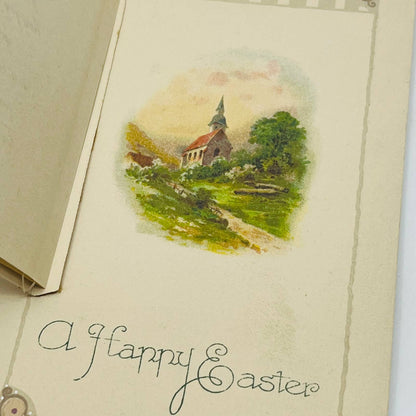 1910s Easter Post Card WINSCH Back Folding Embossed Flower Bouquet Silver PA5