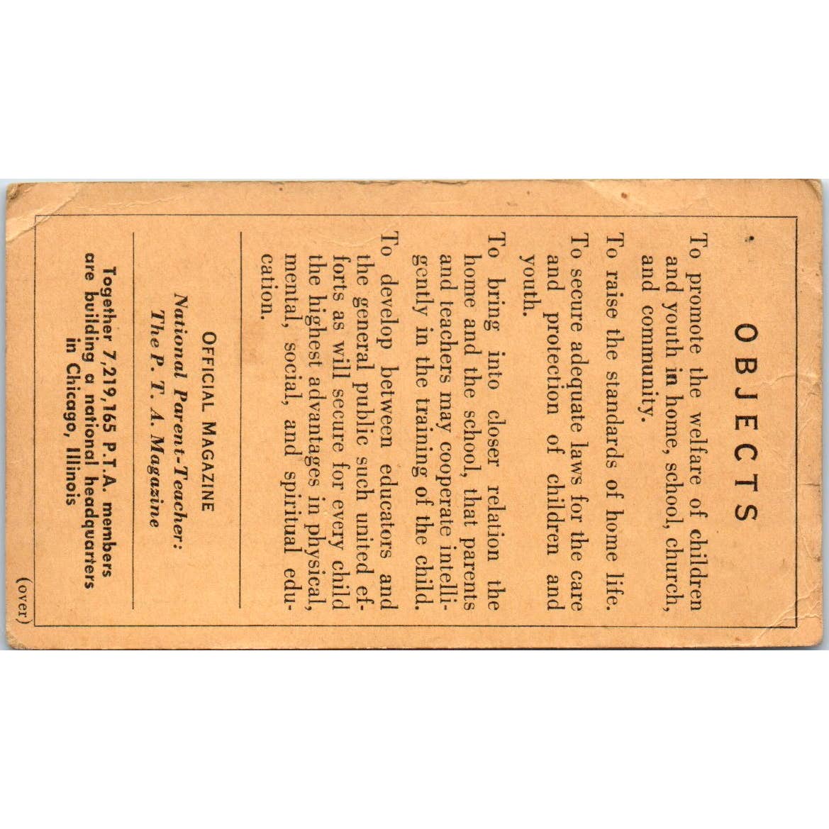 1952 National Congress of Parents & Teachers Membership Card HW Longfellow SE5-3