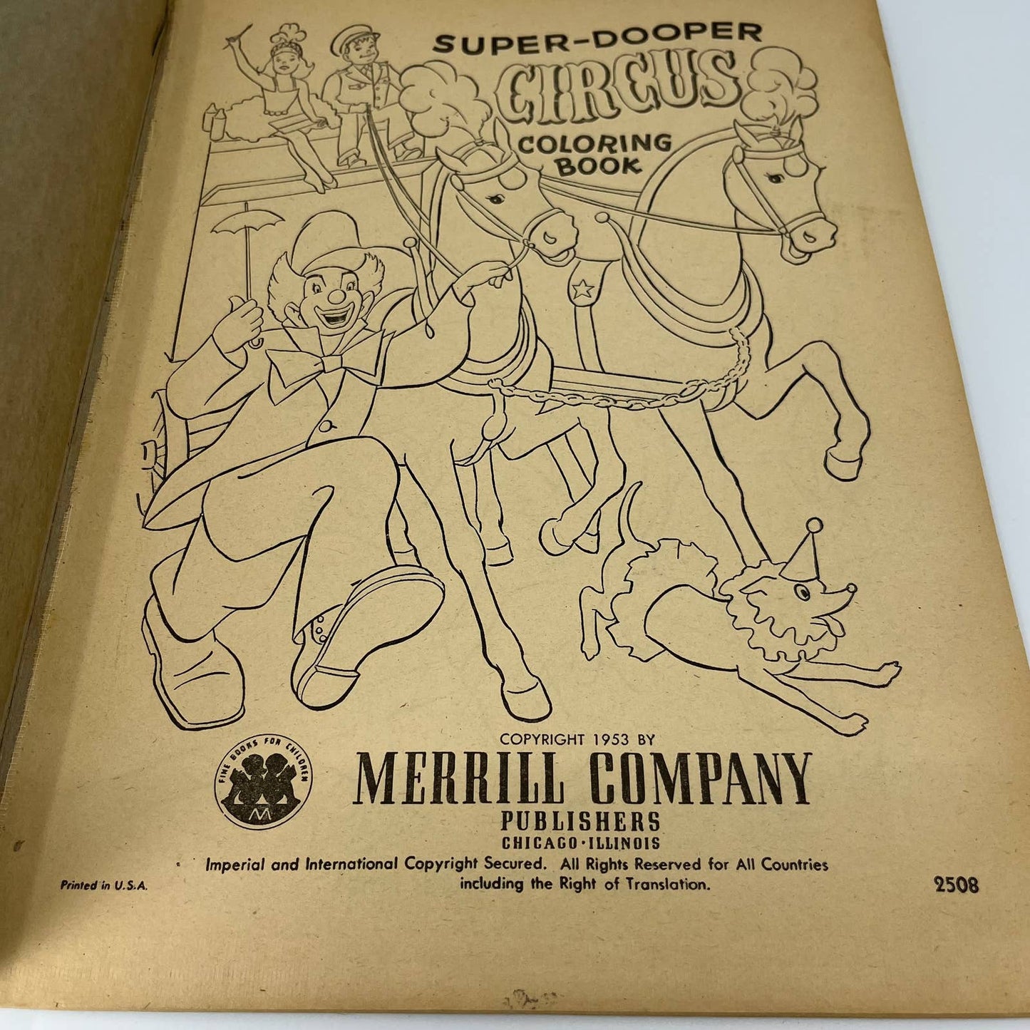 1953 Jumbo Coloring Book Super-Dooper Circus Merrill Chicago TB4