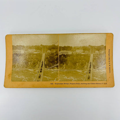 1892 Stereoview Horse Carriage Suspension Bridge Niagara Falls NY Clifton House