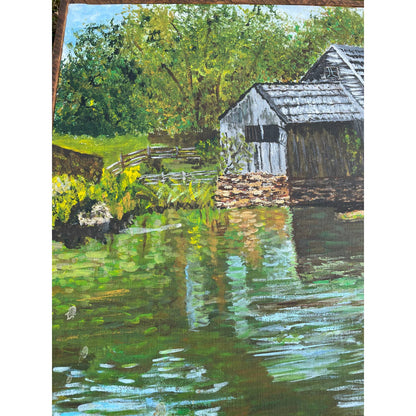 Original Framed Hand Painted Portrait Painting of Mabry Mill Virginia OOAK