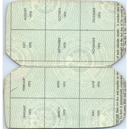 1970 Brotherhood of Railway, Airline and Steamship Clerks Membership Card SE5