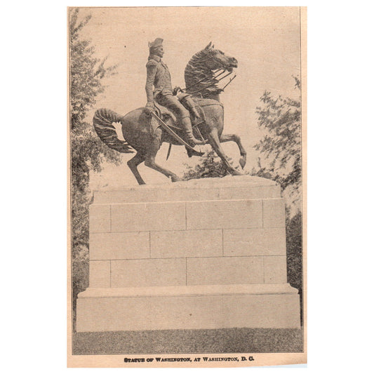 Statue of Washington, D.C. 4.5x6" Original Engraving 1899 AK5-18