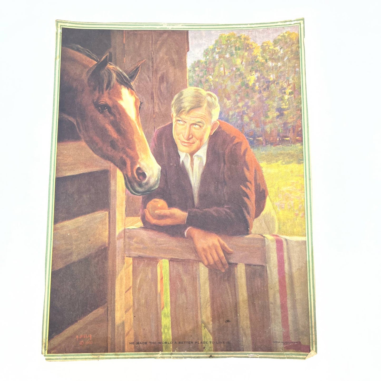 1937 Will Rogers Lithograph Print He Made The World A Better Place To Live AB7