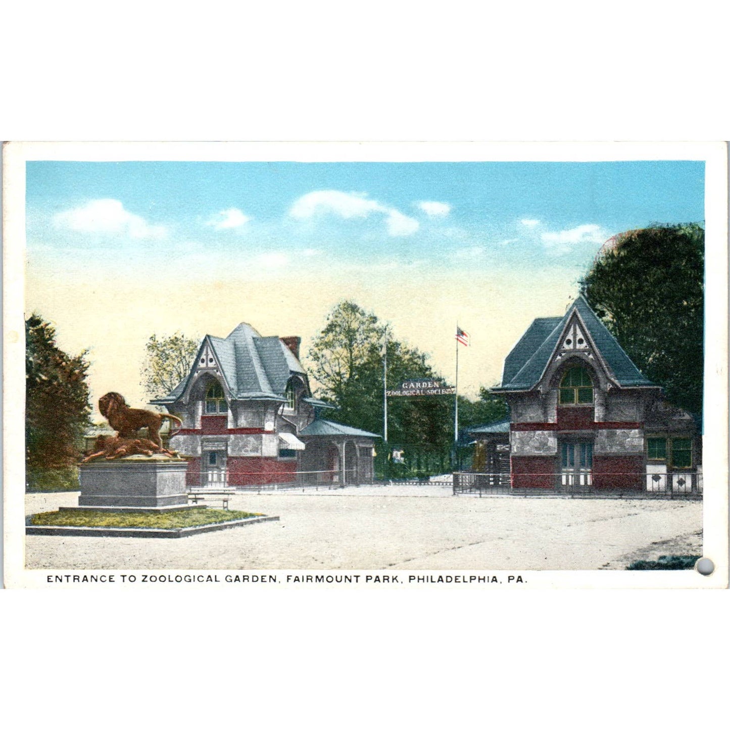 Vtg Postcard Entrance to Zoological Garden Fairmount Park Philadelphia PA TD9-P1
