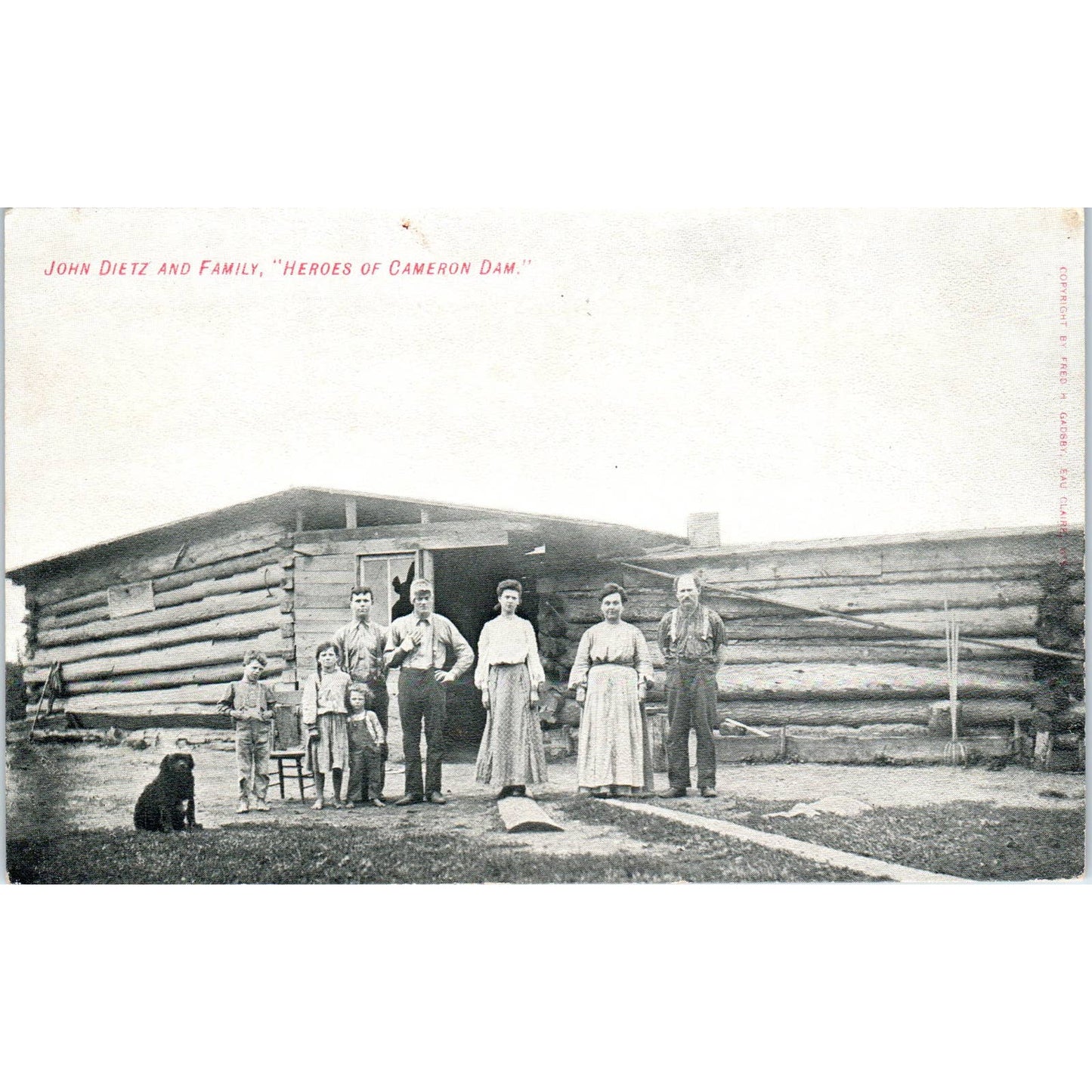 John Dietz and Family Heroes of Cameron Dam Original Postcard TJ9-P3