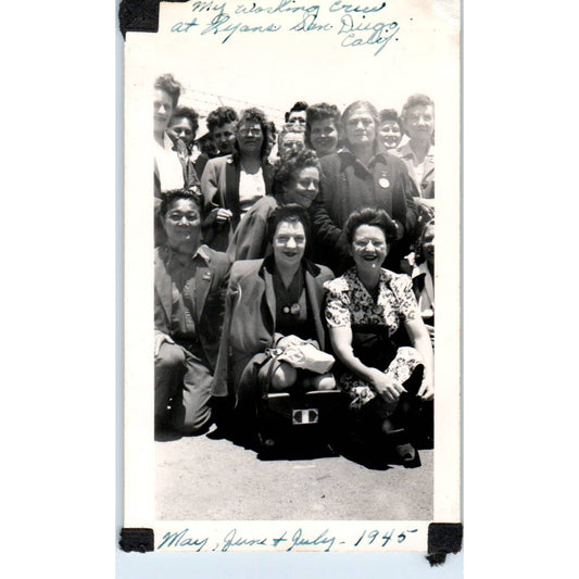 1945 Original WWII Photograph Working Crew at Ryan's San Diego CA 2.75x4.5" SE4
