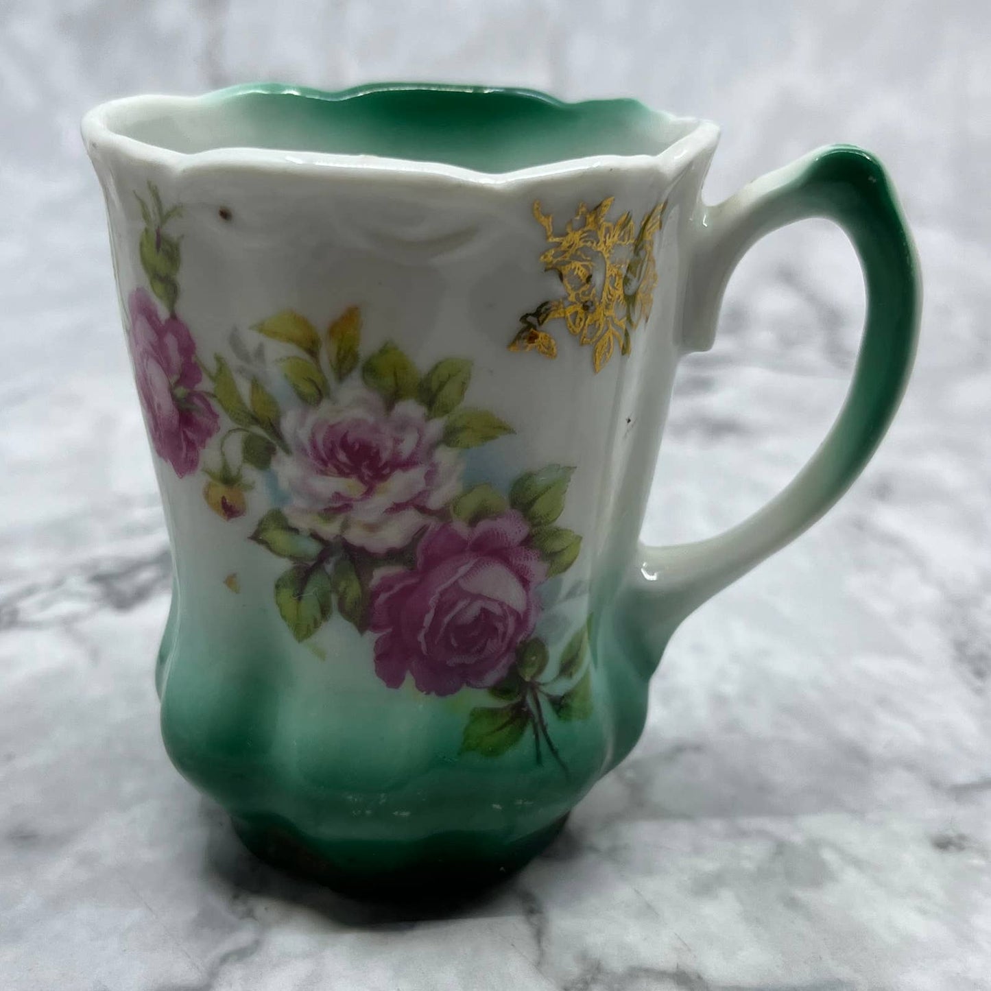 Vintage Porcelain Hand Painted Flower Tea Cup Doll Tea Party 3” TJ5