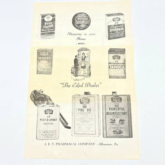 1920s Salesman Brochure J.E.T. Pharmacal Co. The Edjol Dealer Allentown PA AB7