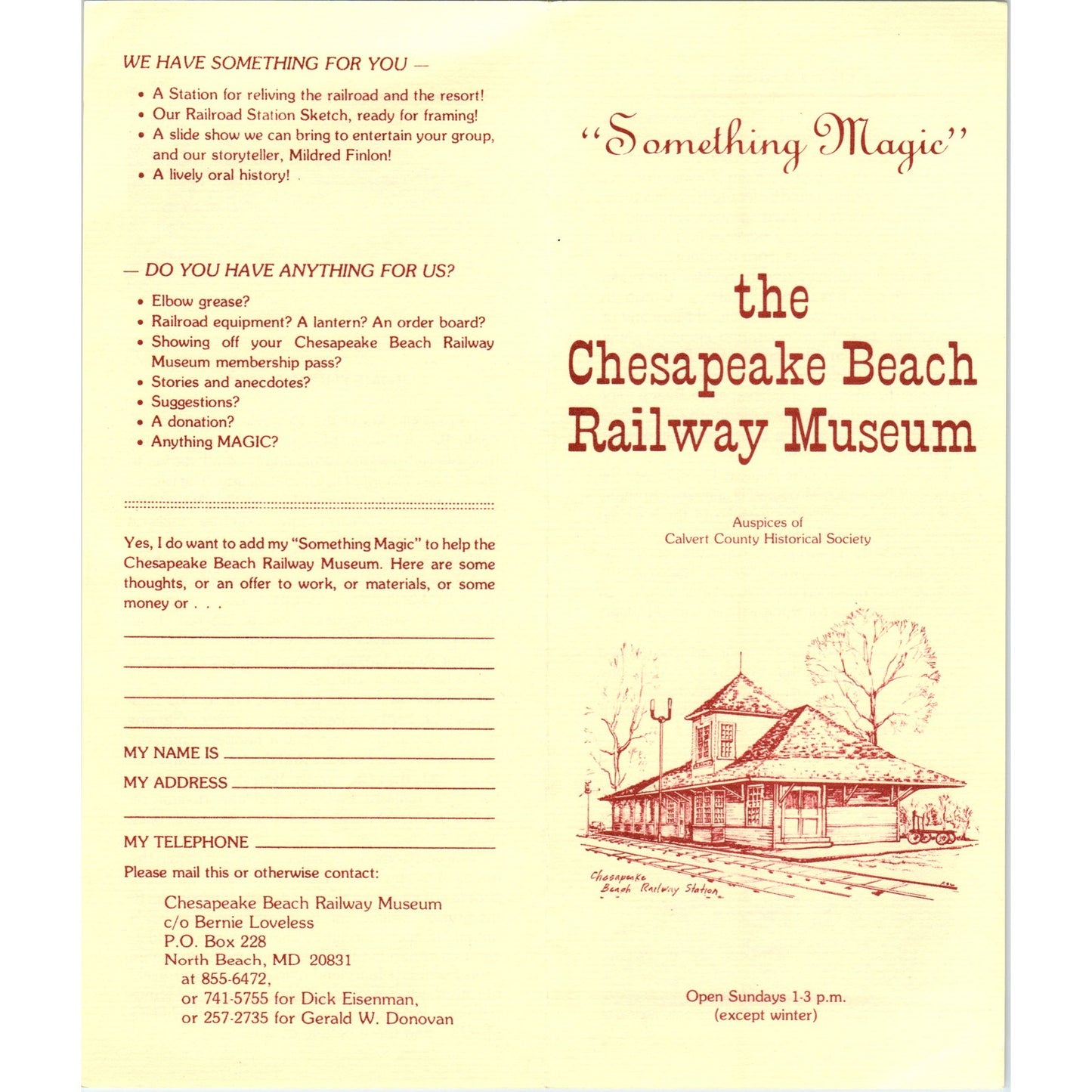 c1979 The Chesapeake Beach Railway Museum Travel Brochure North Beach MD AK3-6
