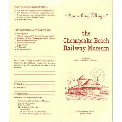 c1979 The Chesapeake Beach Railway Museum Travel Brochure North Beach MD AK3-6