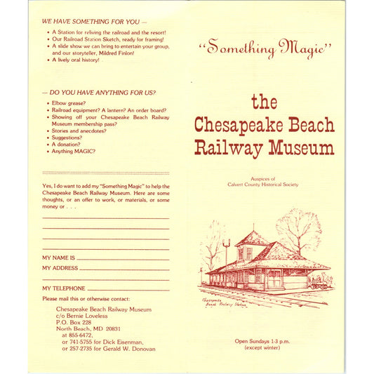 c1979 The Chesapeake Beach Railway Museum Travel Brochure North Beach MD AK3-6