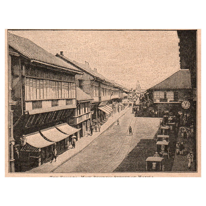 Esculta Main Business Street Manila Philippines 4x5" Engraving 1899 AK3-7