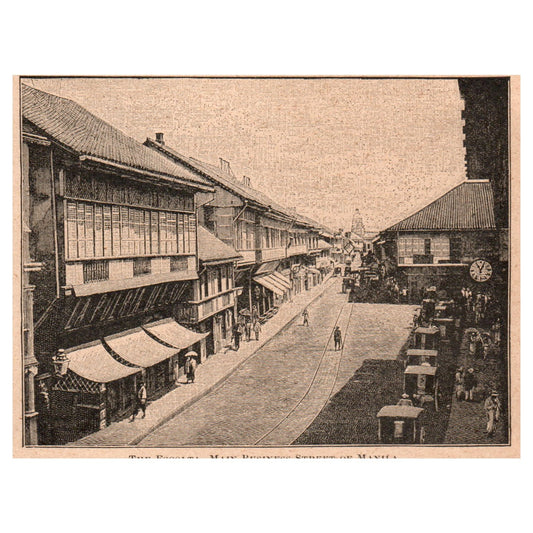 Esculta Main Business Street Manila Philippines 4x5" Engraving 1899 AK3-7