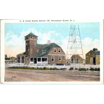 US Coast Guard Station 105 Manasquan Beach New Jersey Original Postcard TJ7-RP1