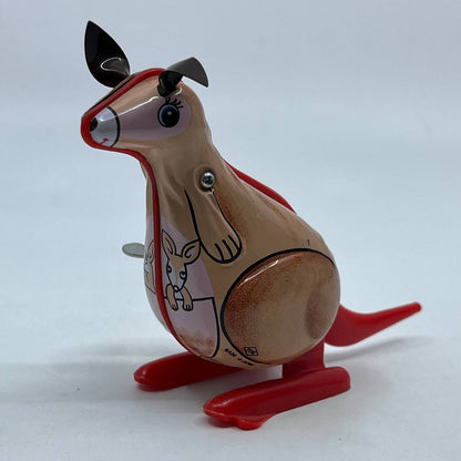 Vintage Wind-Up Tin Litho Toy Kangaroo, Yone Co. Japan Working 3” TD2