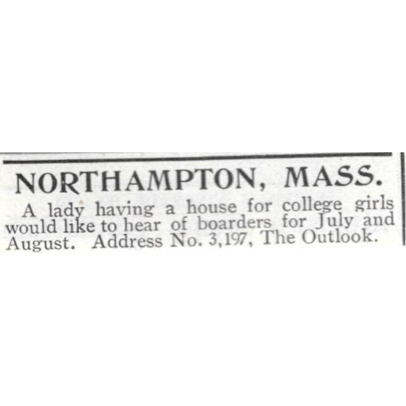 Northampton Mass Boarding House for Girls Address No. 3, 197 - 1903 Ad TJ8-7-3