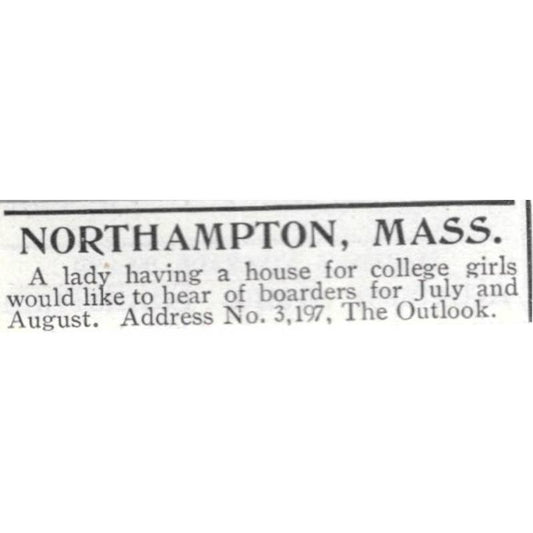 Northampton Mass Boarding House for Girls Address No. 3, 197 - 1903 Ad TJ8-7-3