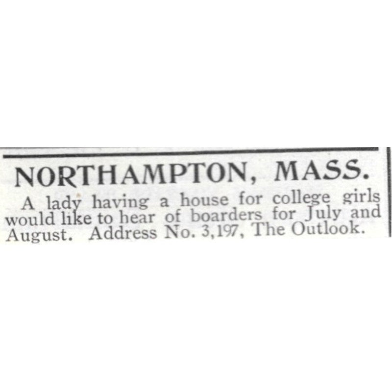 Northampton Mass Boarding House for Girls Address No. 3, 197 - 1903 Ad AK5-S29