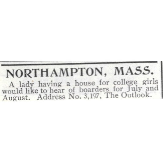 Northampton Mass Boarding House for Girls Address No. 3, 197 - 1903 Ad AK5-S29