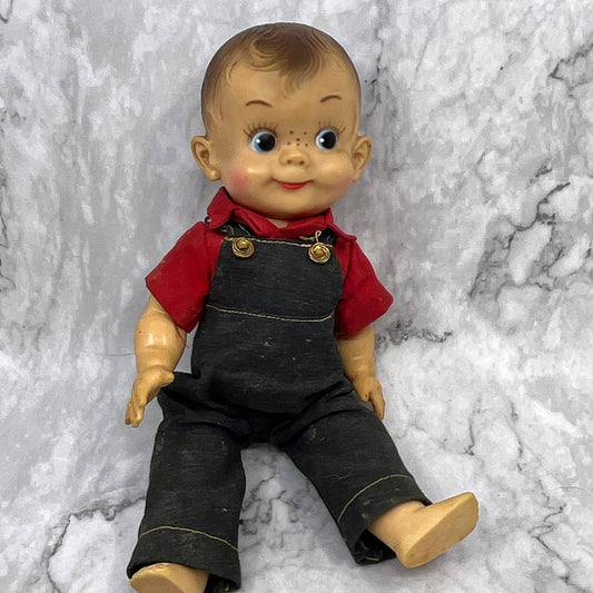 1950s Mickey Effanbee 9" Vinyl Doll ALL AMERICAN BOY Farmer Denim Overalls TI7