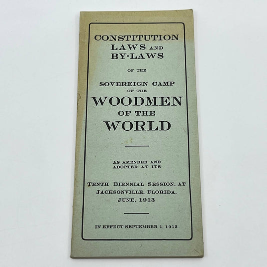 1913 Woodmen Of The World Constitution & By-laws Jacksonville FL TE8-1