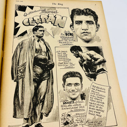 1947 Apr- The Ring Boxing Magazine – Marcel Cerdan Cover Cuba Louis Graziano TA5