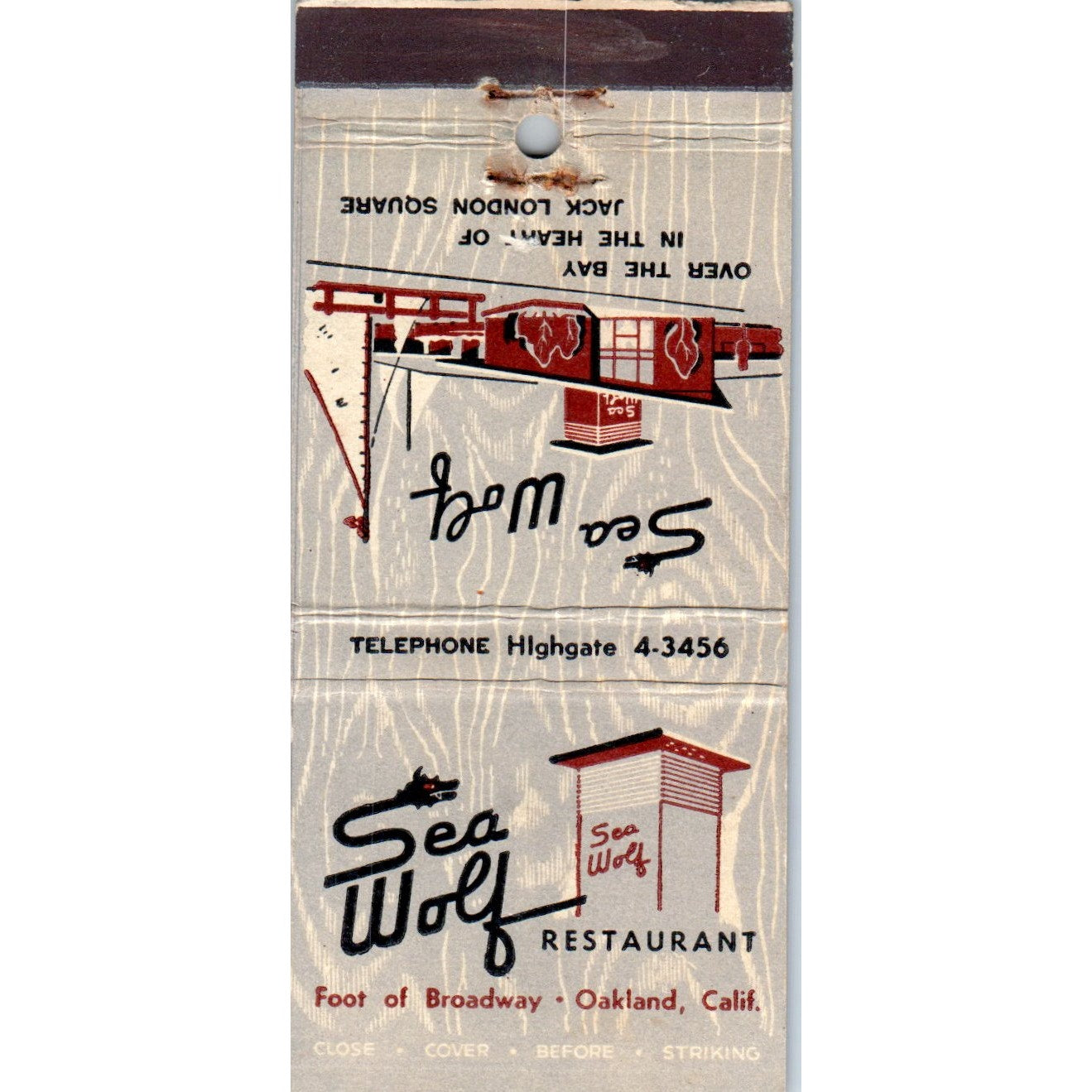 Sea Wolf Restaurant Oakland California Advertising Matchbook Cover MM11-8