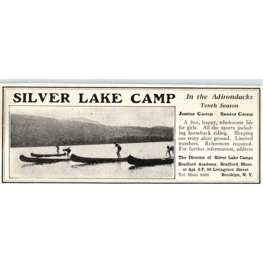 Silver Lake Camp Adirondacks Bradford Mass - 1921 Original Ad TJ7-S
