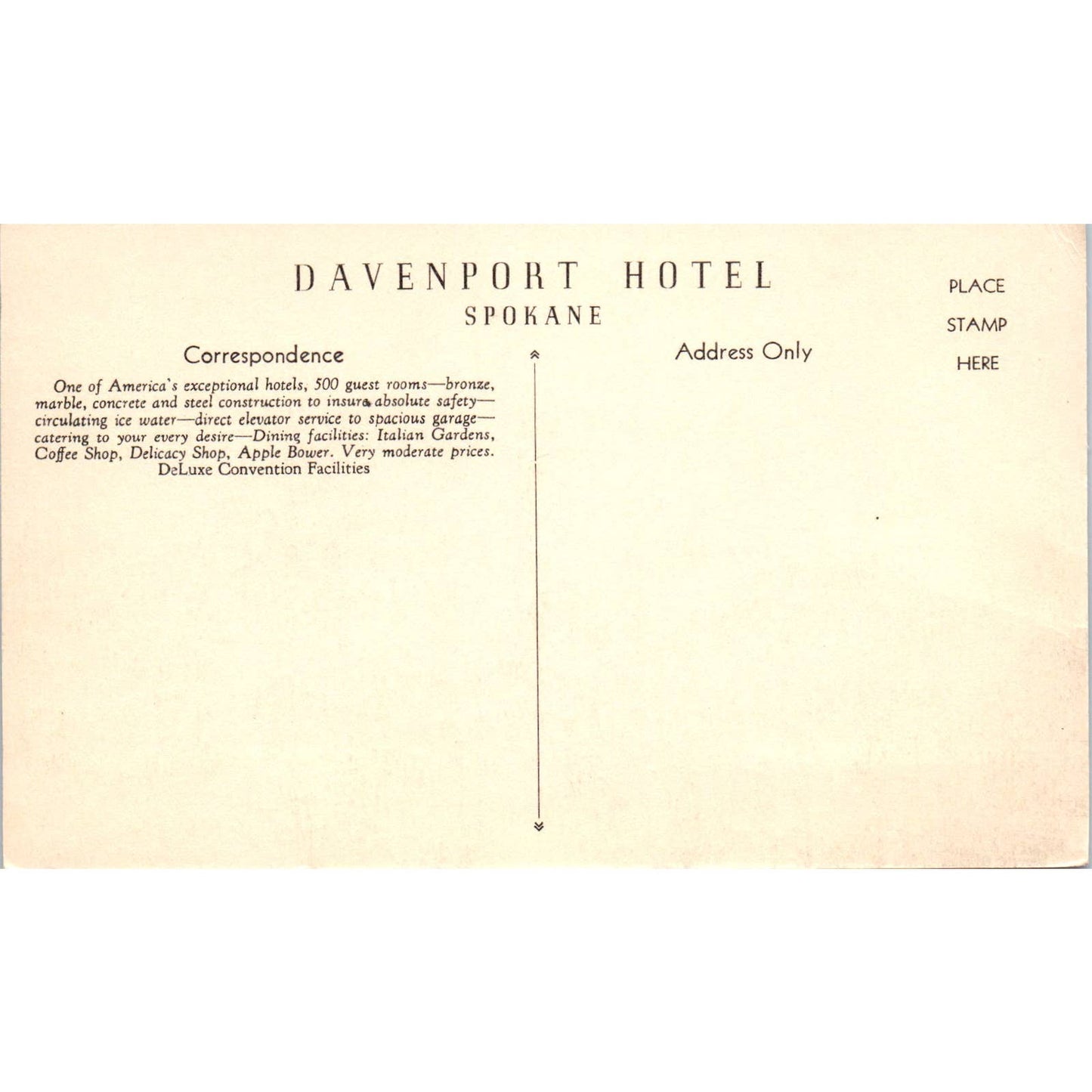 Antique Postcard Davenport Hotel, Spokane Washington TD9