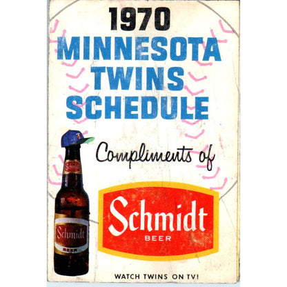 1970 Minnesota Twins Baseball Schmidt Pocket TV Schedule TK1-P3