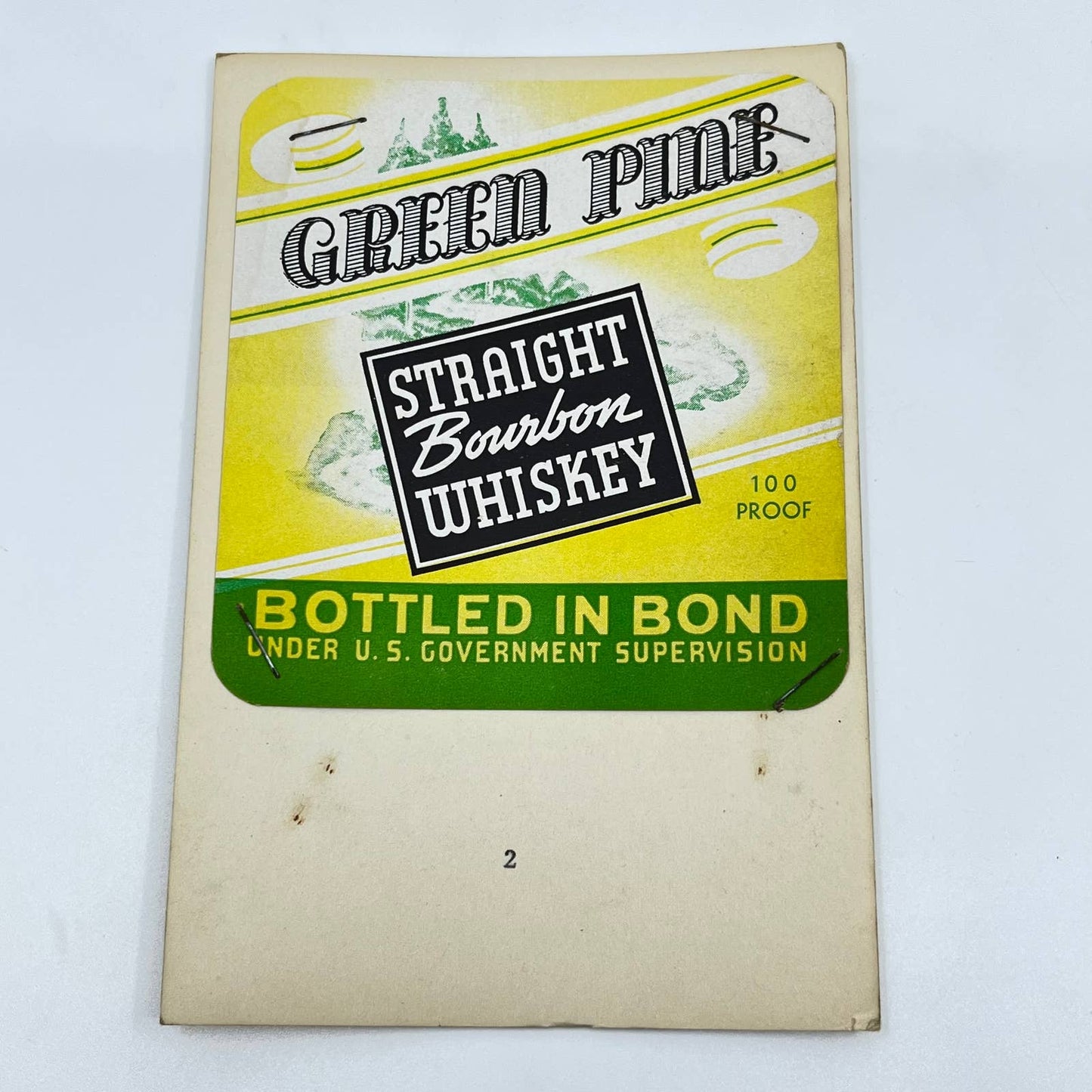 Green Pine Straight Bourbon Whiskey Label Bottled in Bond