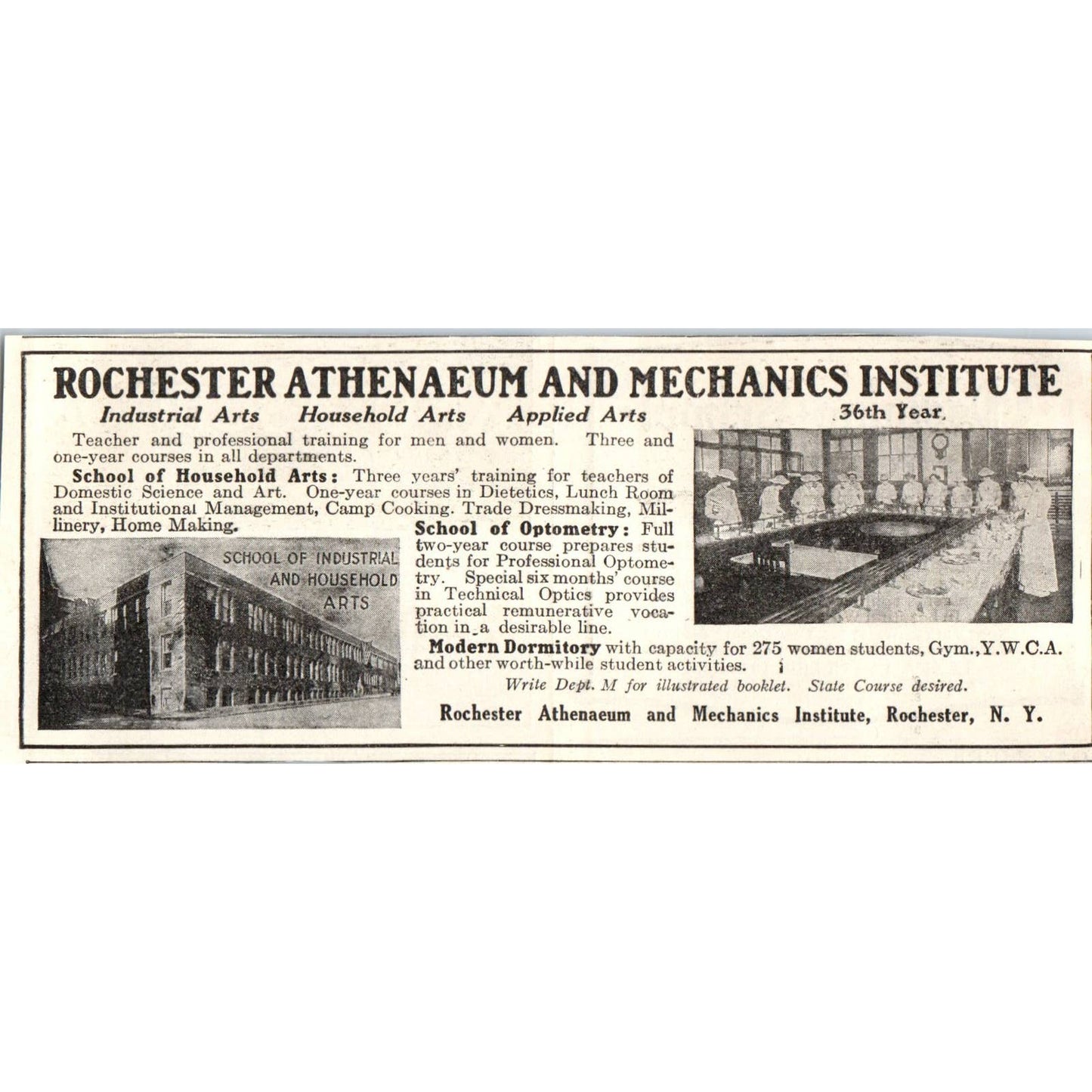c1920 Harper's Magazine Ad - Rochester Athenaeum and Mechanics Institute EA3-3