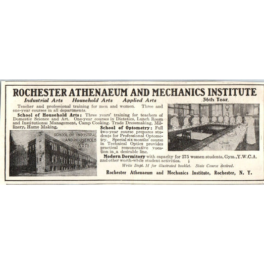c1920 Harper's Magazine Ad - Rochester Athenaeum and Mechanics Institute EA3-3