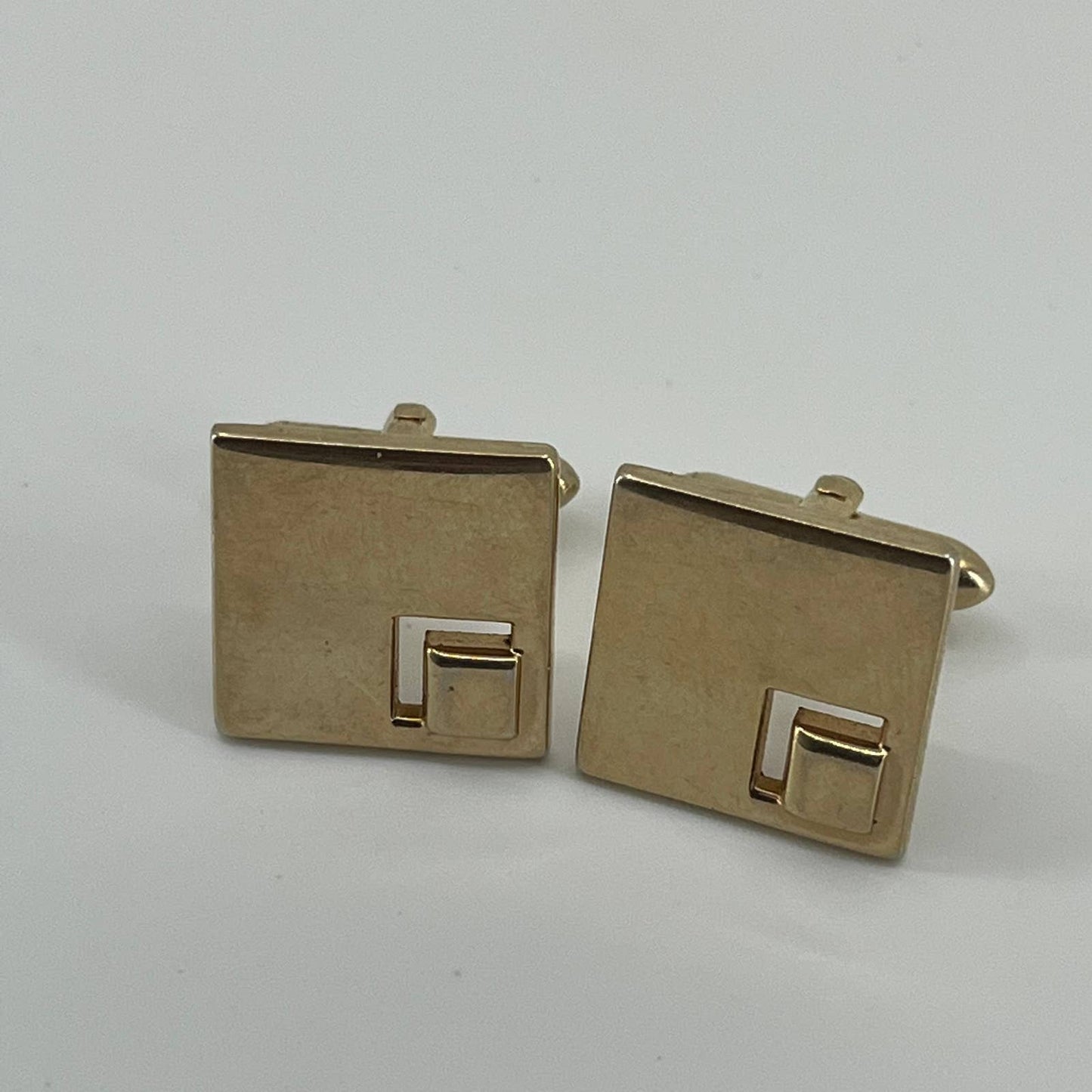 Vintage 1950s MCM MOD SWANK Cufflinks Double Square Gold Tone SE1