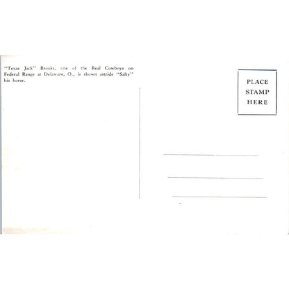 Vintage Postcard Texas Jack Brooks Federal Cattle on Range at Delaware Ohio TD9