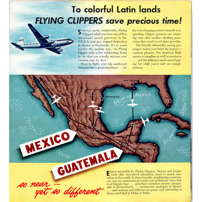 1946 Pan American Airways Gay Picturesque Mexico Fold Out Travel Brochure SE3-4